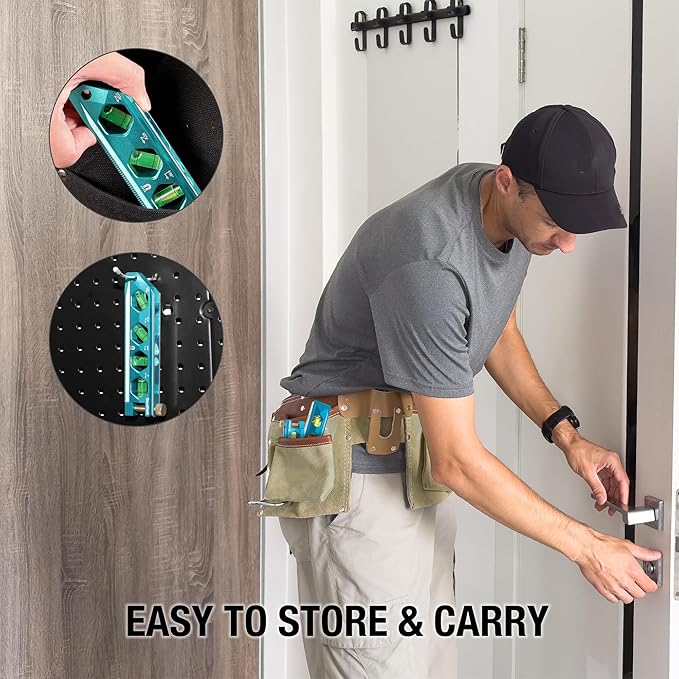 DURATECH 6.25-Inch Level, Magnetic Torpedo Level with 0°/30°/45°/90° Bubbles, V-Groove, Large Viewing Window, Aluminum Alloy Body, Hanging Hole, SAE and Metric Scale for DIY Projects and Household Use