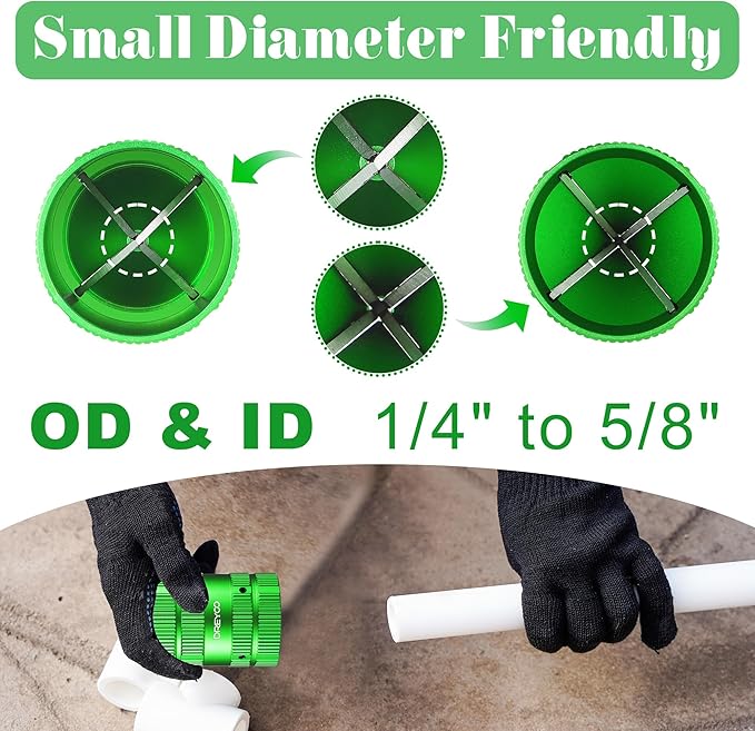 Dreyoo Pipe Reamer, Copper PVC Tube Deburring Tool Plumbing Tools 1/4'' to 1-5/8'' Inner Outer Reamer Pipe Tubing Chamfer for Metal PVC PPR Copper Brass Aluminum(Green)