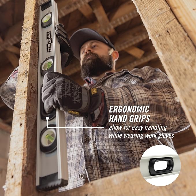 CHANNELLOCK 24-Inch, Professional-Grade Aluminum I-Beam Level with 3 Vials, 5100-0024