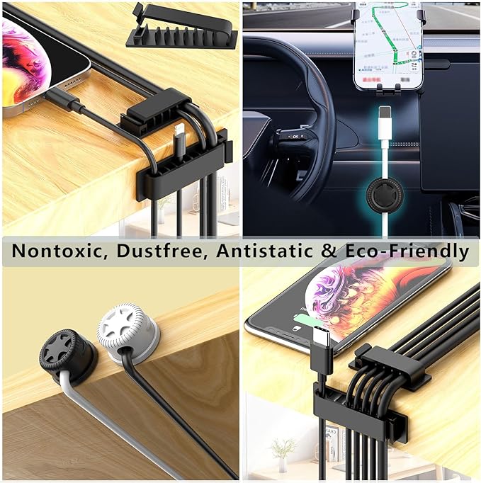 ELII 328Pcs Cable Management Kit, 8 Magnetic Cable Clips,69Adhesive Cable Holder,4 Cable Sleeve Split,22Reusable Cable Strap,200 Nylon Cable Zip Ties with 25 Mounts TV Home(White)