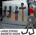 Heavy Duty Storage Magnetic Utility Hooks Large Garage Strong Extra Magnet Hooks Hanger with Anti-Slip Coating Heavy Duty Magnetic Hooks for Hanging Power Dril Garage Garden Tools 2 Pack Black