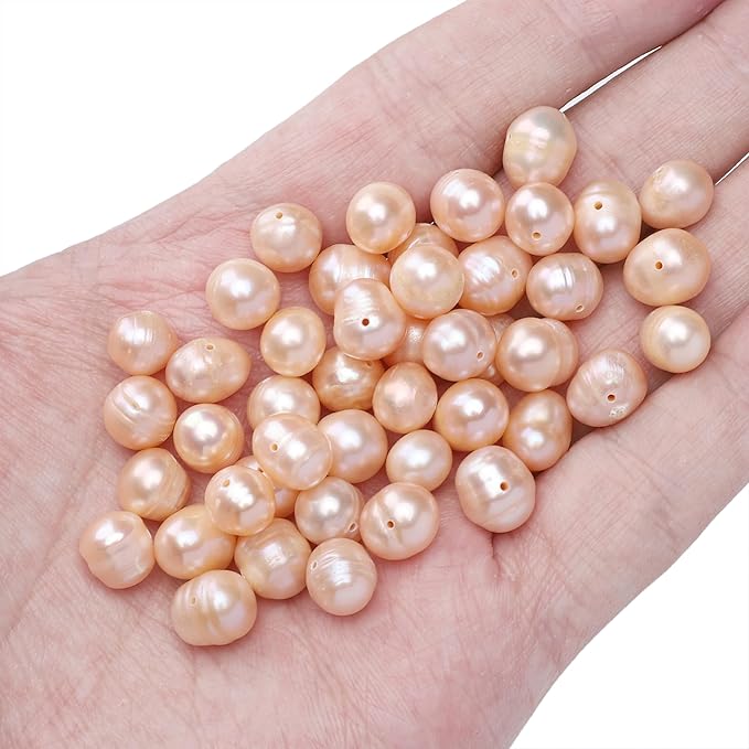 Natural Pearl Beads Potato 8-9mm Pink Freshwater Cultured Loose Gemstone Beads for DIY Jewelry Making 13.8''/Strand HQ