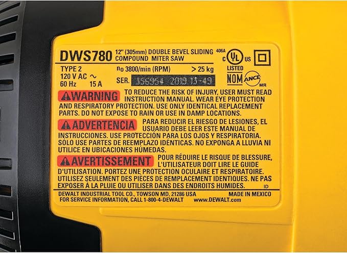 DEWALT Double Bevel Sliding Miter Saw, 12-inch, Compound (DWS780)