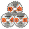 EASEWORK 7-1/4 Inch Circular Saw Blade, 24T, 40T, 60T, 5/8" Arbor, ATB Carbide Teeth, 3-Pack, Ideal for Softwood & Hardwood Crosscutting, Fits DEWALT DCS570B, DCS577B, DWA171424, Diablo D0740A