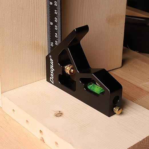 Dasqua 3-in-1 Measuring Tool Set, 12" Stainless Steel Combination Square & Bolt Thread Gauge, Inch Thread Checker for 13 Sizes, Carpenter Square with 45°/90° Level for Woodworking, Engineering, DIY