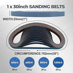 1 x 30 Inch Zirconia Sanding Belts, 20Pcs 5 Each of 40/60/80/120 Assorted Grits, Belt Sander Sanding Belt for Knife Blade Sharpening, Metal Polishing, Derusting, Woodworking
