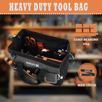 14-inch Tool Bag, Portable Tool Box Organizer Storage, Wide Mouth Tool Tote Bag with Large Zipper, 14-Pocket Adjustable Shoulder Strap and Ergonomic Handle (14" Standard Base)