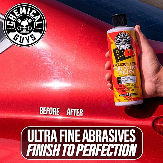 Chemical Guys C4 & P4 Clear Cut Correction Compound and Precision Paint Perfection Polish Combo, Paint Correction - Fixes Scratches, Swirls, Towel Marks, Etching, & More (2-16 fl oz)