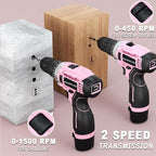 GardenJoy Cordless Power Drill Set: 12V Electric Drill with Battery and Charger, 2 Variable Speed,