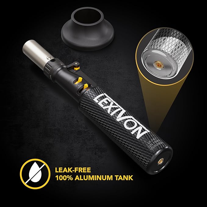 LEXIVON Butane Blow Torch, Refillable Upright Lighter with Adjustable Flame and Pro-Grade Aluminum Tank | Ideal for Soldering and Kitchen Tasks (LX-760)