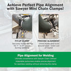 Sawyer - Mini Chain Clamp - Heavy Duty Pipe Vise for Welding, Repair, Stainless Steel Tools, Quick Lock Connector, Rigid, Bench Accessories, Grip, Wrench, Threader, Fitter, Links - 1”-8” Diameter