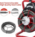 75Ft 1/2 Inch Electric Drain Cleaner Machine Auto Feed Drain Auger for 1 to 4 Inch Pipes Professional Sewer Snake with 4 Cutters Gloves Heavy Duty Clog Remover