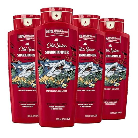 Old Spice Body Wash for Men, Sharkhammer, Long Lasting Lather, 24 fl oz (Pack of 4)-VeraVaultWomen