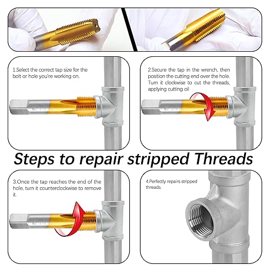 1/8-27 NPT Pipe Tap and R Drill Set,M2 HSS Hand Threading Plumbing Tap Set for Plumbers Mechanics DIY Thread Cutting Tools