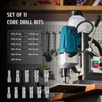 ZELCAN 1100W Mag Drill Press, Portable Magnetic Drill Press with 1.6" Boring Diameter, Heavy Duty Magnetic Drill with 11 Drill Bits, 2700 lbf 550 rpm Electric Drilling Machine with All-Copper Motor