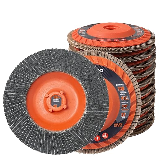 Jumbo Zirconia Flap Discs 4 1/2 for Angle Grinder, 120 Grit Type 27 High Density Trimmable 5/8"-11 inch Grinding Wheels for Grinding, Rust Removal, Sanding and Finishing - 10 Pack