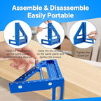 Premium Versatile Multi-Angle Carpenter Square Measuring Ruler for Woodworking, Engineering, and Construction (22.5-90 Degrees with Angle Pin) (Blue)