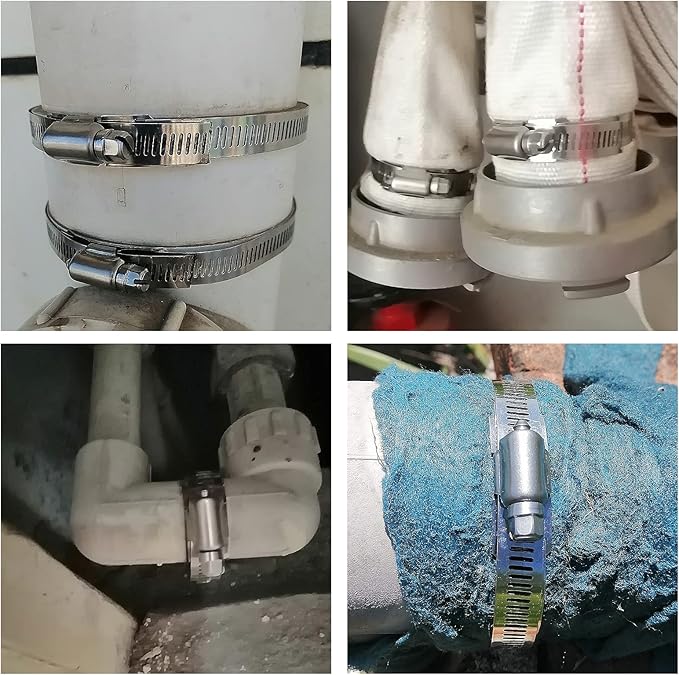 20 pack,Hose Clamp Fasteners only,DIY 304 Stainless Steel Adjustable Pipe Worm Clamp Fasteners for Air Duct Clamps,Exhaust Wrap Clamps,Water Pipe,Pole Mount and Metal Strapping