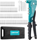 Libraton Heavy Duty Rivet Gun, Pop Rivet Gun Set, Professional Hand Riveter, Manual Riveting Tool with 110Pcs Rivets and 4 Interchangeable Heads, for Metal, Wood and Plastic