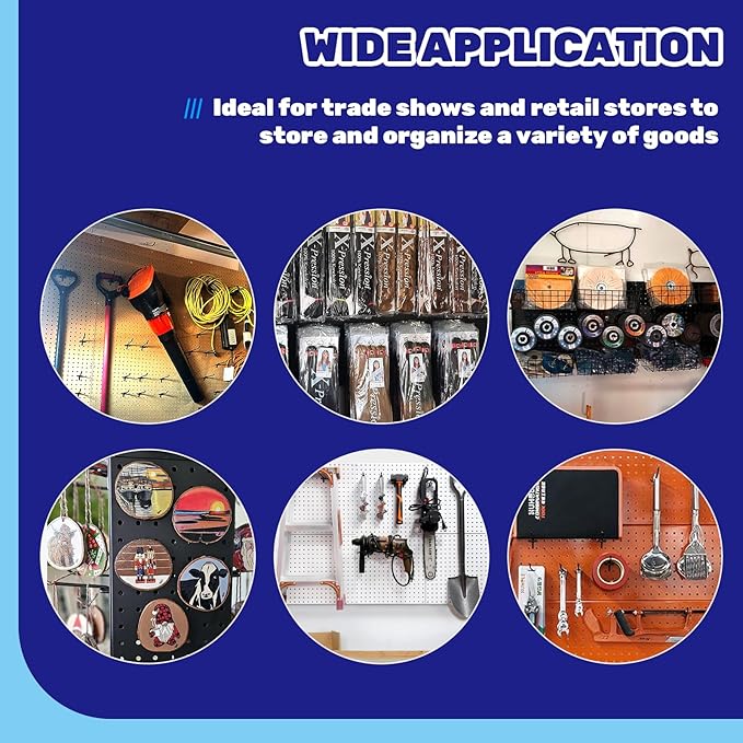 40Pcs Black Stainless Steel Pegboard Display Hooks Assortment Set, 2" 4" 6" 8" Garage Organization Peg Wall Hook Metal Slatwall Panel Hook Fit 1/8 and 1/4 Inch Pegboard for Retail