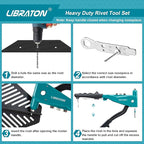 Libraton Heavy Duty Rivet Gun, Pop Rivet Gun Set, Professional Hand Riveter, Manual Riveting Tool with 110Pcs Rivets and 4 Interchangeable Heads, for Metal, Wood and Plastic