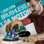 1.9Amp Cordless Detail Sander Compatible with Makita 18v Battery, Dust Collector, Brushless 12,000 OPM Speed, Compact Soft Palm Grip, 10pcs Sanding Pads, 2.0Ah Charger & Battery Kit (Blue)