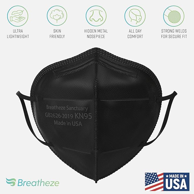 Breatheze KN95 Face Masks Made in USA - Face Masks Disposable KN95 Mask - FDA Registered Masks