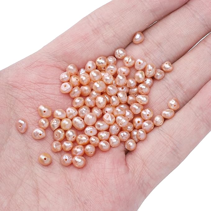 Natural Pearl Beads Potato 4-5mm Pink Freshwater Cultured Loose Gemstone Beads for DIY Jewelry Making 13.8''/Strand HQ