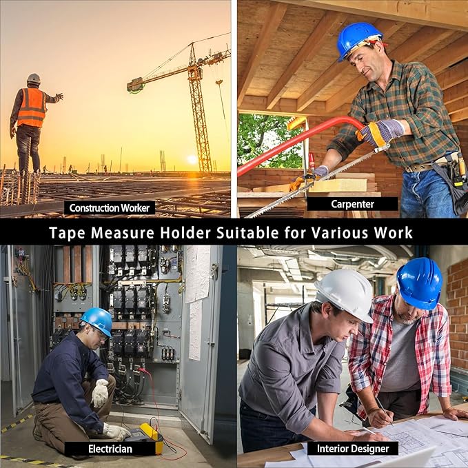 MELOTOUGH Tape Measure Holder,Tape Measure Belt Clip,Tape Measure Holster,Tool Belt Clip,Measuring Tape Holder for Belt(Black)