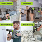 WORKPRO Premium 1-1/4 Inch SDS-Plus Rotary Hammer Drill, 12.5AMP, Heavy Duty Corded Version for Concrete Demolition Chipping Rotomartillo, 5 SDS-Plus Bits