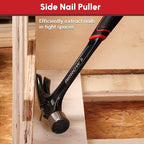 ARROW 20 oz Straight Claw Hammer with Magnetic Nail Holder, Side Nail Puller, Rip Claw Hammer with Milled Face & Shock Absorbing Grip, Heavy Duty One-piece Forged Hammer