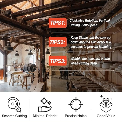 1-1/8 Inch Hole Saw with 9.1mm Triangle Shank Arbor, JTemgle Bi-Metal Hole Saw Heavy Duty Hole Cutting Tool for Cornhole Boards, Recessed Lights, Wood, Plastic, Drywall & Soft Metal