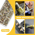 Rivet Nut Tool Kit, 320pcs SAE & Metric Rivet Nut Assortment Kit (M3-M6, #6-32, #8-32, #10-24 and 1/4-20), Carbon Steel Flat Head Threaded Insert for Automotive, Mechanical & Equipment Repairs