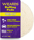 Wizards Finish Cut Buffing Pad - Velcro Backed, Blended Wool and Polyester, One-Step Buffer for Car Detailing - Cutting and Finishing Pad in One for Auto Detailing Supplies - 7½" x 1½"
