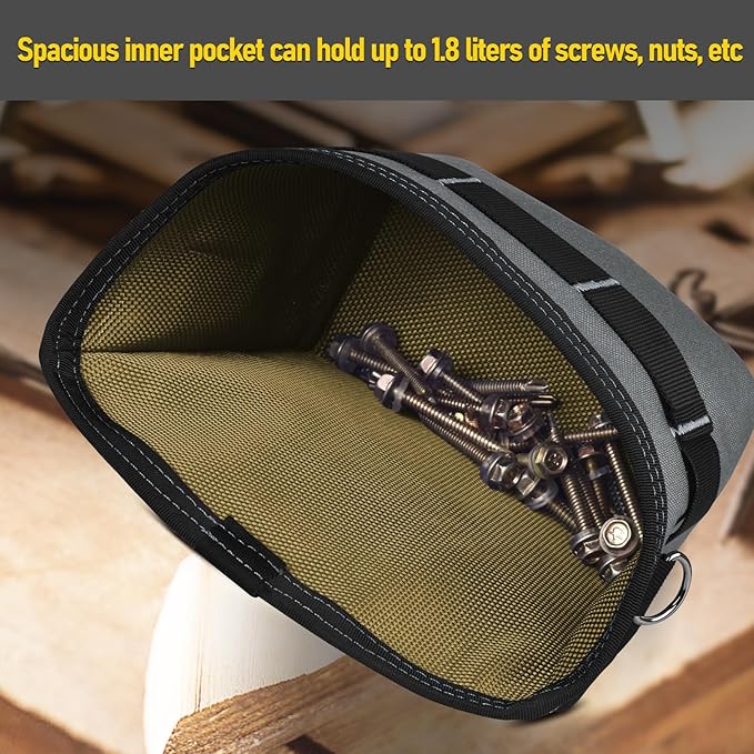 Tool Pouch Nails Screws Bag with Belt Clip (XL, Gray)