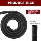 Automotive Wire Loom High Temperature Braided Wire Loom, Split-Sleeve Heat Resistant Wiring Loom Cord Cover for Harness Wires, Self-Wrapping Heavy Duty Sheathing Cable Management Black（20ft-1/4inch ）