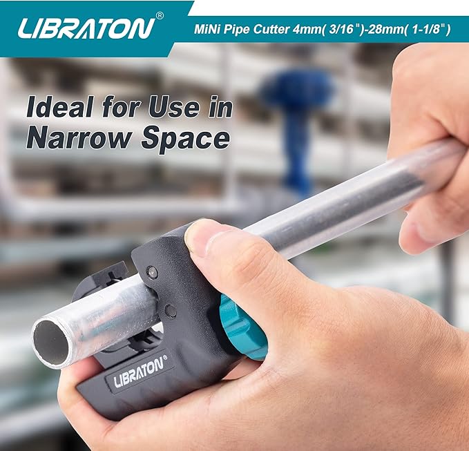 Libraton Tubing Cutter 3/16" to 1-1/8", Mini Tube Cutter, Copper Cutter, Heavy Duty Mini Pipe Cutter, Copper Tube Cutter with Deburring Tool for Copper Pipe, Aluminum Pipe, Thin Stainless Steel Pipe