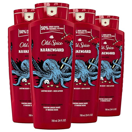 Old Spice Body Wash for Men, Krakengard, Long Lasting Lather, 24 FL OZ (Pack of 4)-VeraVaultWomen