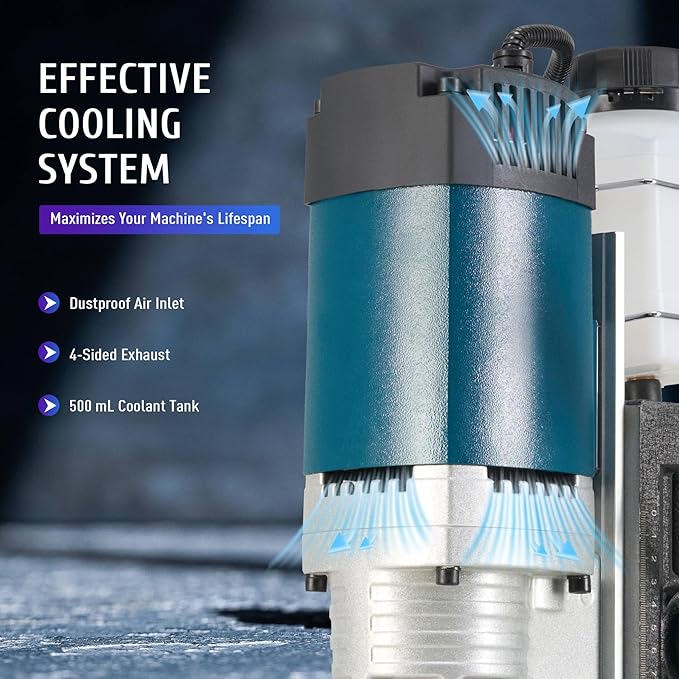 ZELCAN 1200W Mag Drill Press, Portable Magnetic Drill Press with 2" Boring Diameter, Heavy Duty Magnetic Drill with 6 Drill Bits, 2920 lbf 500 rpm Electric Drilling Machine with All-Copper Motor