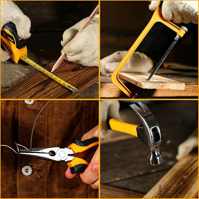 Tool Kit Box Drill Set：DEKOPRO Home Mechanic Toolbox with 12V Power Cordless Drill Hand Repair Tools Sets Combo Kits Storage Organizer Drawer Case for Men