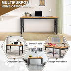 HABUTWAY Height Adjustable Workbench 48"x 24" 2000 Lbs Capacity Solid Wood Work Station Heavy-Duty Work Tables with Power Outlets for Garage Party Shop Office