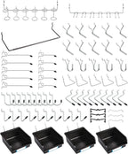 Pegboard Hooks, with Bins, Peg Locks, for Organizing Various Tools, 131 PCS, 60 of Which are Locks