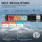 140FT（3FT-200FT） Pipe Heating Cable for Pipe Freeze Protection, Heat Cable for Water Pipes(Metal and Plastic), Pipe Heat Tape Keeps Water Flowing at -40°F 5w/ft, 120V