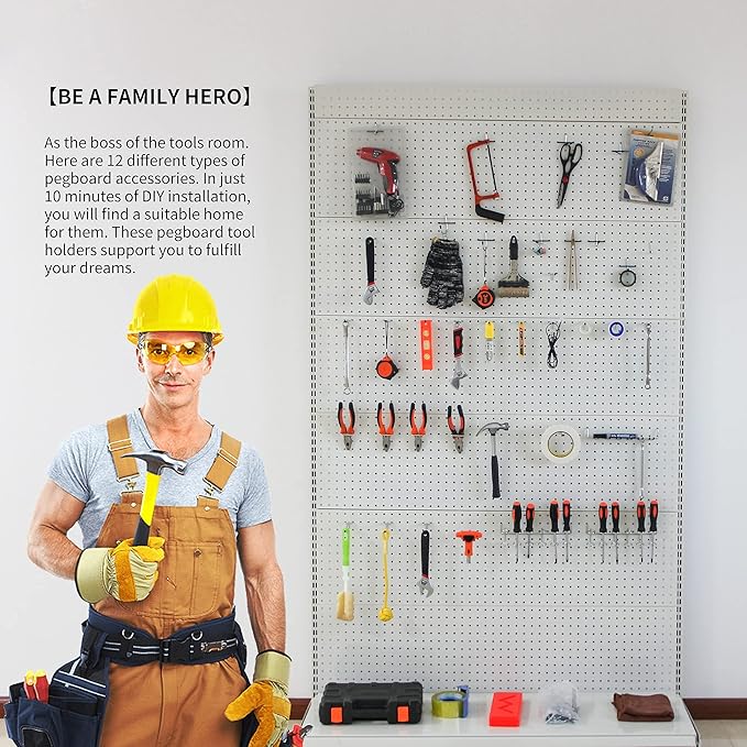 170PCS Pegboard Hooks Assorted | Peg Board Hooks for Hanging Tools - Ideal for Pegboard Organizer