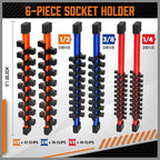 HORUSDY 6Pcs Double Sided Socket Organizer, 1/4-Inch, 3/8-Inch, 1/2-Inch, Premium Quality Socket Holders (6Pcs Double Sided Socket Organizer)