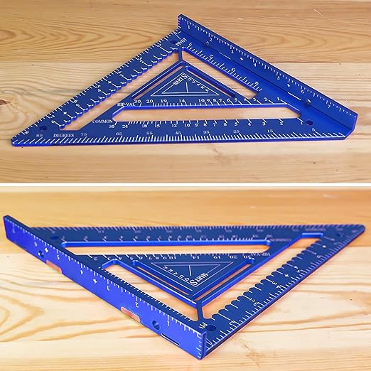 7.5" Magnetic Rafter Square with Jig Block - Multi-Angle Measuring Tool (90° & 180°) for Precise Carpentry & Flatwork(Red) (Black)