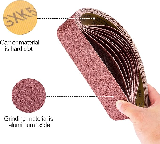 20 PCS Sanding Belts 3x21Inch Aluminum Oxide Belt Sander Sanding Belts 40/60/80/120/150/240/400 Assorted Grits Sanding Belts for Belt Sander