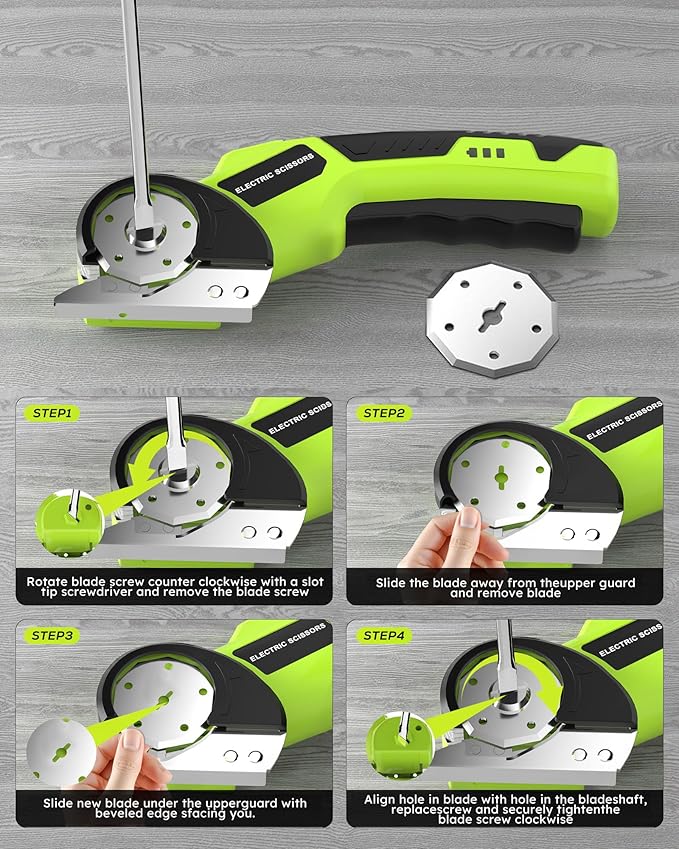 4.5V Cordless Electric Scissors, Cardboard Cutter with 2 Safety Blades,Rechargeable Box Cutter for Fabric,Lightweight Tool for DIY with Safety Lock and LED Light.