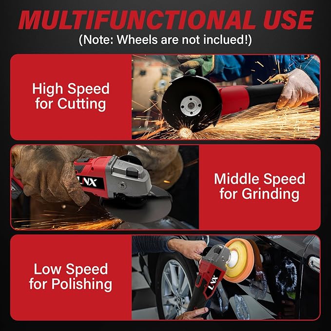 Cordless Angle Grinder for Milwaukee M18 Battery, 4-1/2" Brushless Grinder with 3 Variable Speed up to 8500 RPM Battery Powered Angle Grinder for Cutting, Grinding, Polishing (Tools Only)