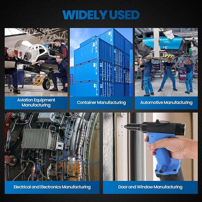 Pneumatic Rivet Gun Air Pop Riveter Tool Kit with 3/32", 1/8", 5/32", 3/16" Rivet Nozzles, Self-Suction Pneumatic Riveting Gun, Upgraded Air Riveter Hydraulic Pop Riveting Rivets Tool